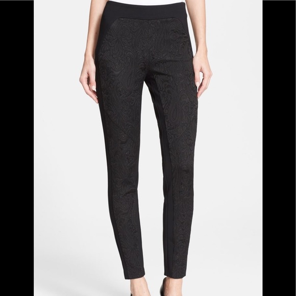 Ted Baker London Pants - Ted Baker London Black Jacquard Panel Leggings